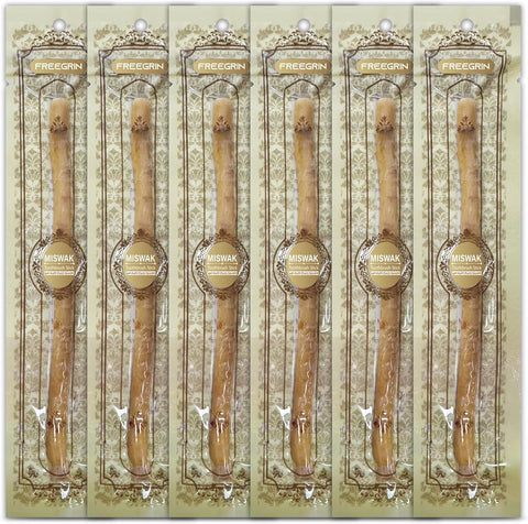 Miswak Sticks for Teeth Pack of 6 - Vacuum Sealed Traditional Sewak Natural Miswak Toothbrush - for Healthy Teeths,Gums and Fresh Breath