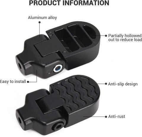 TOBWOLF 1 Pair Mini Bike Rear Pedals, 3.1x1.6 in / 8x4cm Aluminium Alloy Folding Bike Pegs