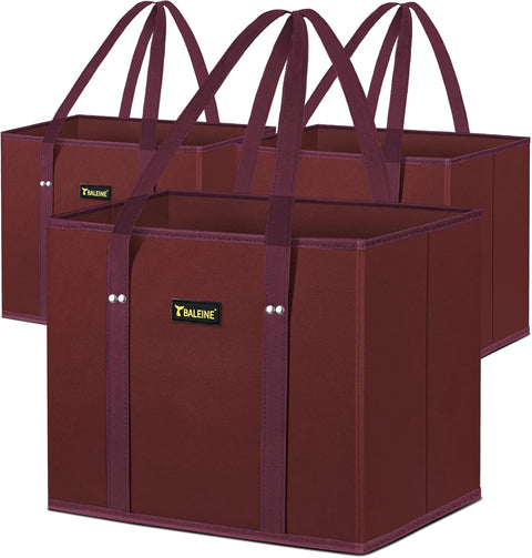 BALEINE 3Pk Reusable Grocery Bags, Foldable Shopping Bags for Groceries with Rei