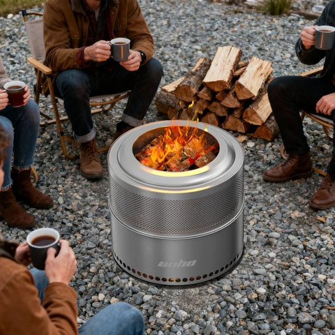 Large smokeless fire pit Stainless Steel for outside wood burning for 4-6 People