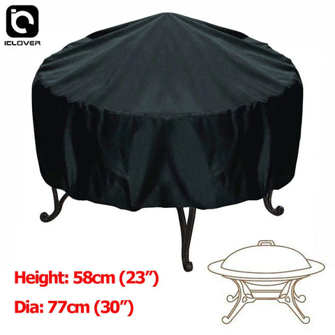 30-inch Patio Round Fire Pit Cover Waterproof UV Protector Grill BBQ Cover Black